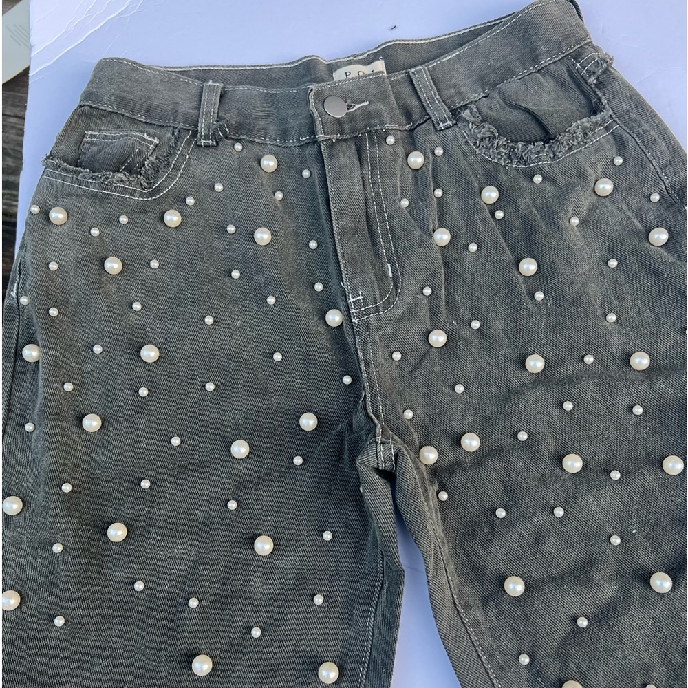 Beaded accented Pol jeans! Super unique and funky!